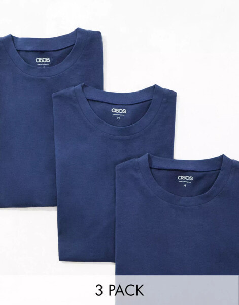 ASOS DESIGN 3 pack t-shirts in navy