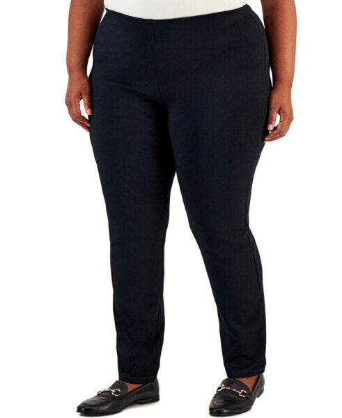 Plus and Petite Plus Size Ponte High-Rise Pull-On Pants, Created for Macy's