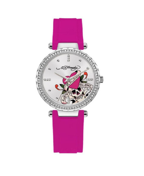 Women's Quartz Matte Pink Silicone Strap Analog Watch 36mm