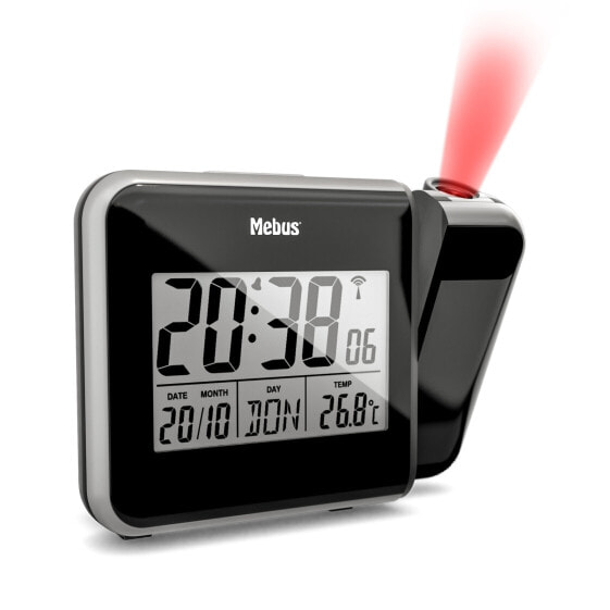 Mebus 42425, Digital alarm clock, Rectangle, Black, Grey, 12/24h, F, °C, Time
