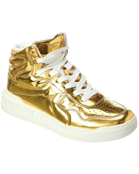 Valentino Leather Mid-Top Sneaker Men's Gold 40