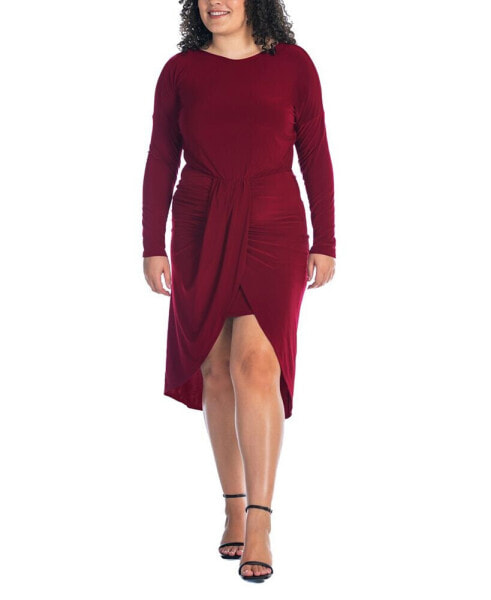 Plus Size Long Sleeve High Low Dress