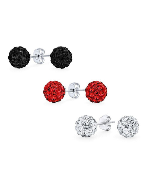 Серьги Bling Jewelry Clear Red Black Disco Ball 8MM