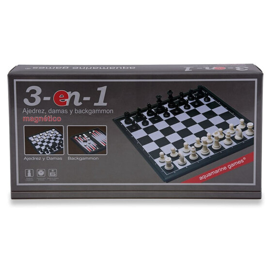AQUAMARINE Magnetic Case Chess Ladies Backgammon Board Game