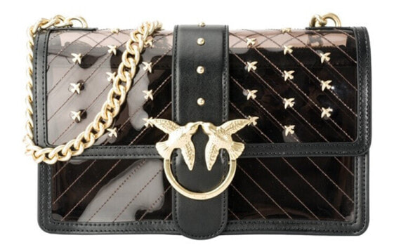 Сумка PINKO Chain Strap Metal Bird Shoulder Bag Large Size Black/Gold