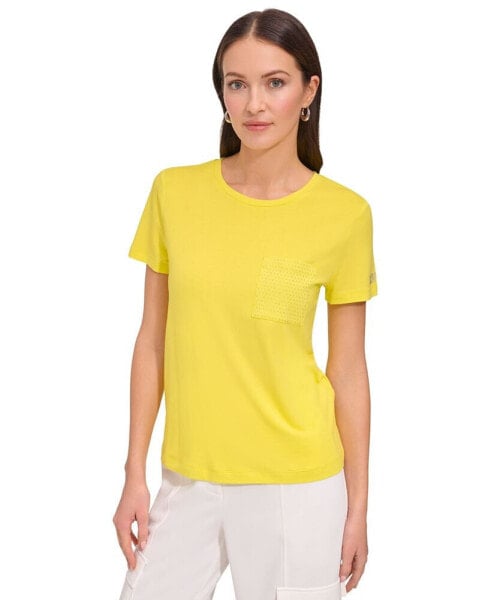 Women's Studded Pocket Short-Sleeve Shirt