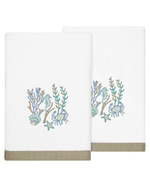 Textiles Turkish Cotton Aaron Embellished Fingertip Towel Set, 2 Piece