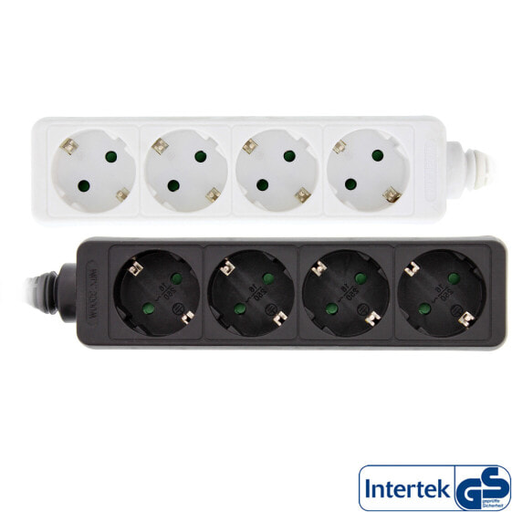 InLine Socket strip - 4-way earth contact CEE 7/3 - white - 3m