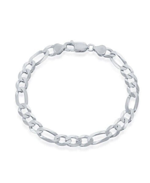 Sterling Silver 7.5mm Figaro Chain - Rhodium Plated