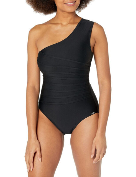 Calvin Klein Women's Standard Shoulder Strap One Piece Swimsuit, Black Size 10