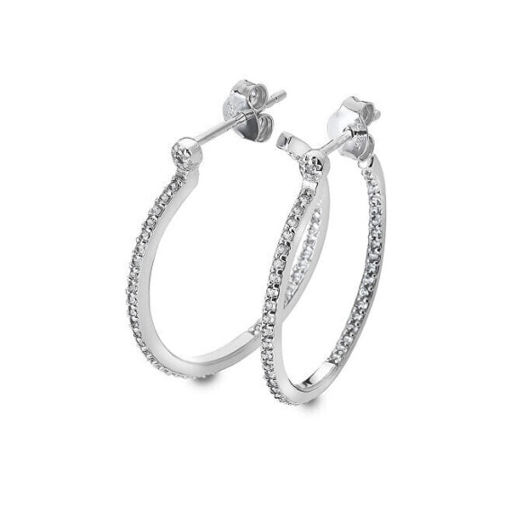 Silver earrings with Hoops Topaz diamonds DE623