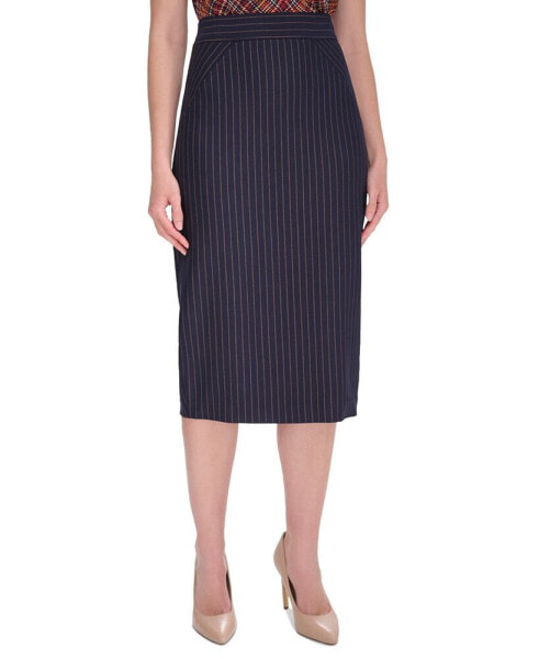 Women's Pinstripe Pencil Midi Skirt