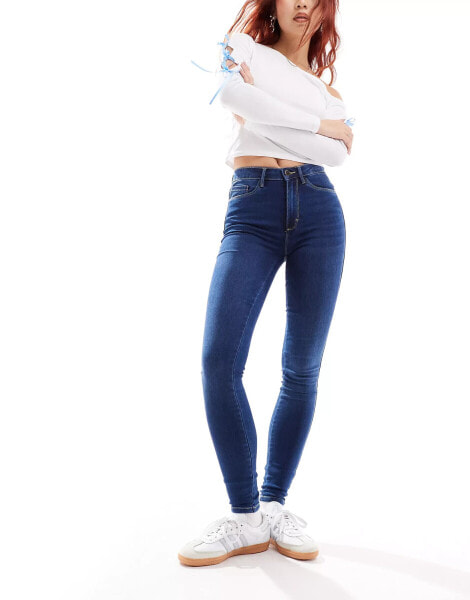 ONLY Royal high waisted skinny jeans in mid blue