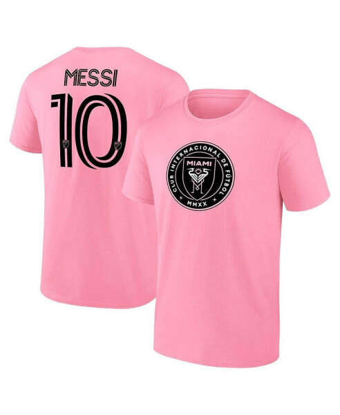 Men's Lionel Messi Pink Inter Miami CF Authentic Stack Name Number T-Shirt