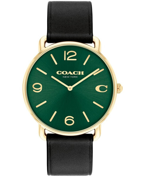 Часы Coach Elliot Black Leather Strap Watch