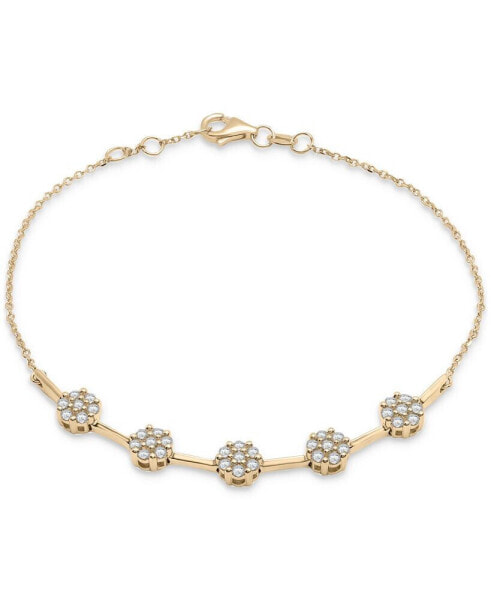 Diamond Flower Cluster Link Bracelet (1/2 ct. t.w.) in 10k Gold, Created for Macy's
