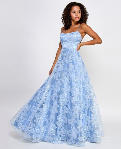 Juniors' Sequin-And-Lace Strappy Ball Gown, Created for Macy's