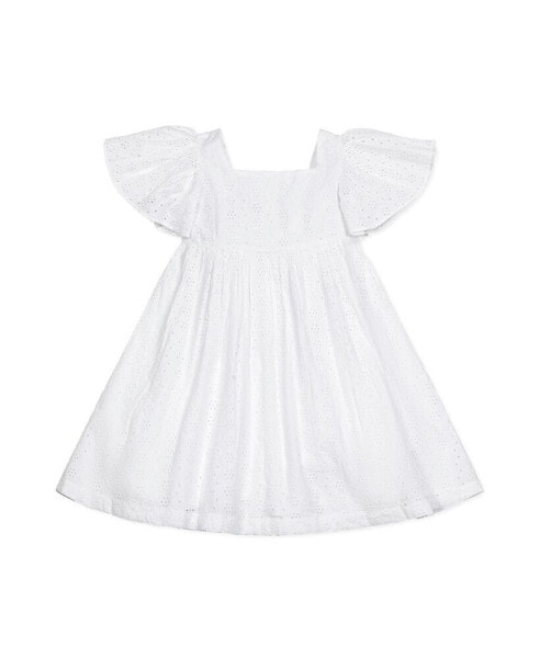 Girls' Flutter Sleeve Eyelet Empire Dress, Infant