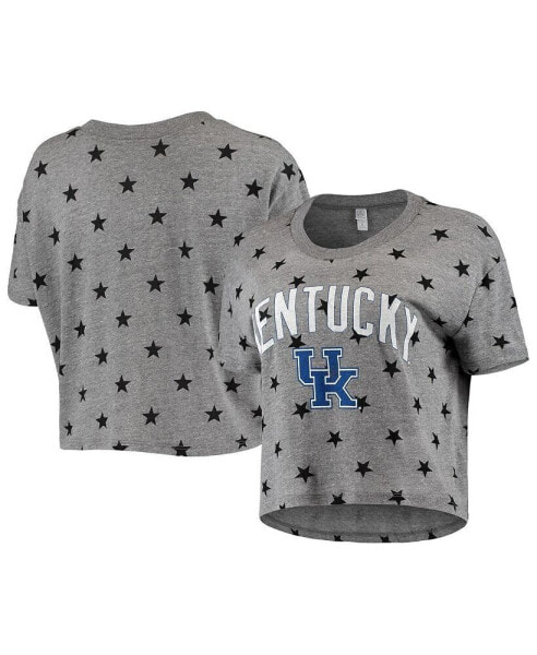 Women's Gray Kentucky Wildcats Headliner Stars Cropped Tri-Blend T-shirt