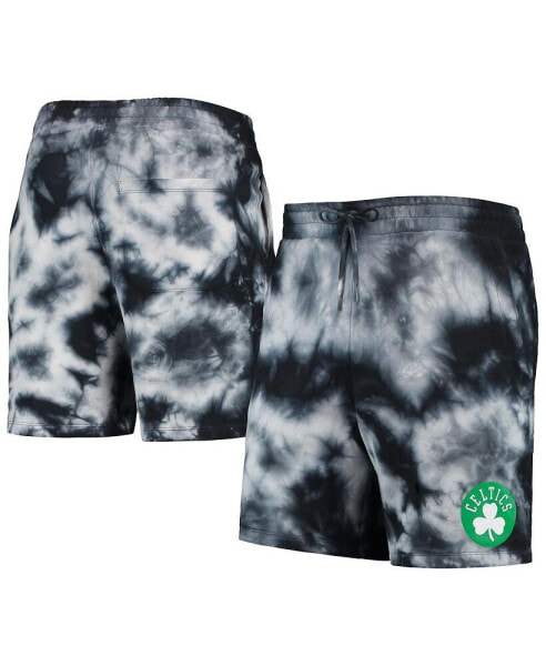 Men's Black Boston Celtics Fleece Tie-Dye Shorts