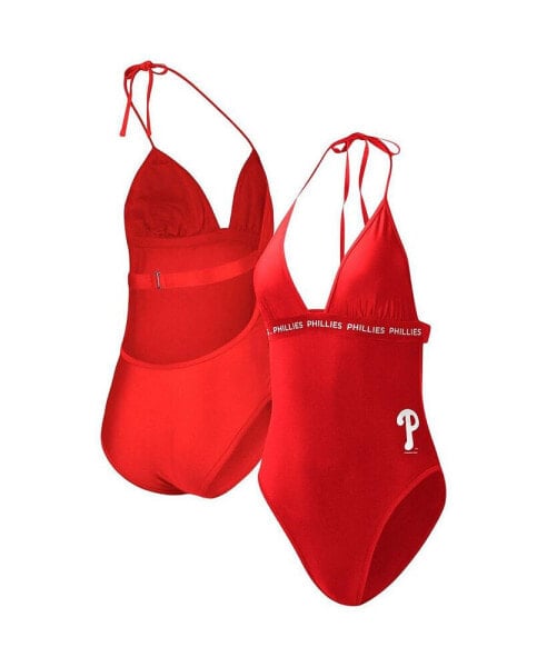 Women's Red Philadelphia Phillies Full Count One-Piece Swimsuit