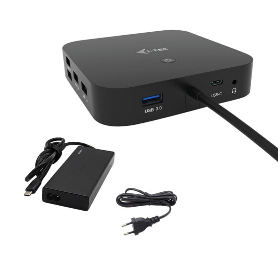 i-tec USB-C HDMI DP Docking Station with Power Delivery 65W + Universal Charger 77 W - Wired - USB 3.2 Gen 1 (3.1 Gen 1) Type-C - 65 W - 3.5 mm - 10,100,1000 Mbit/s - Black