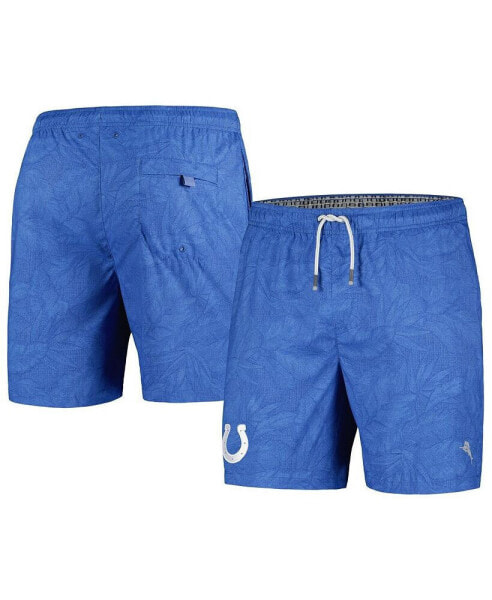 Men's Royal Indianapolis Colts Naples Layered Leaves Swim Trunks