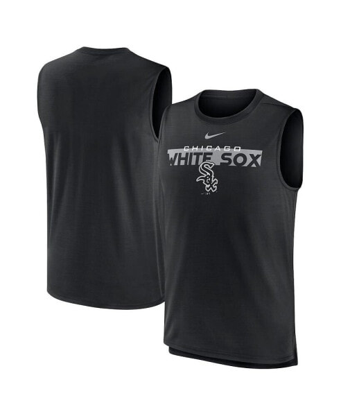 Men's Black Chicago White Sox Knockout Stack Exceed Performance Muscle Tank Top