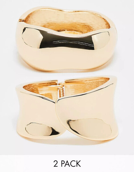 ASOS DESIGN Limited Edition pack of 2 bracelets in bangle and cuff detail in gold tone