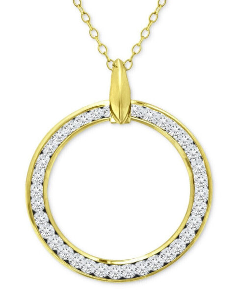 Giani Bernini cubic Zirconia Open Circle Pendant Necklace, 16" + 2" extender, Created for Macy's