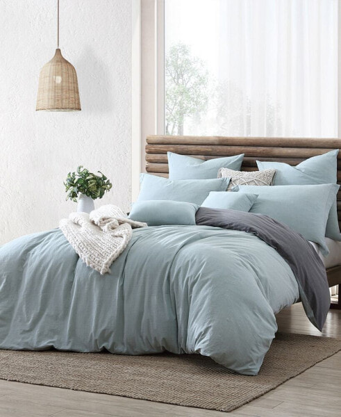 Ultra Soft Valatie Cotton Garment Washed Dyed Reversible 3 Piece Duvet Cover Set, Full/Queen
