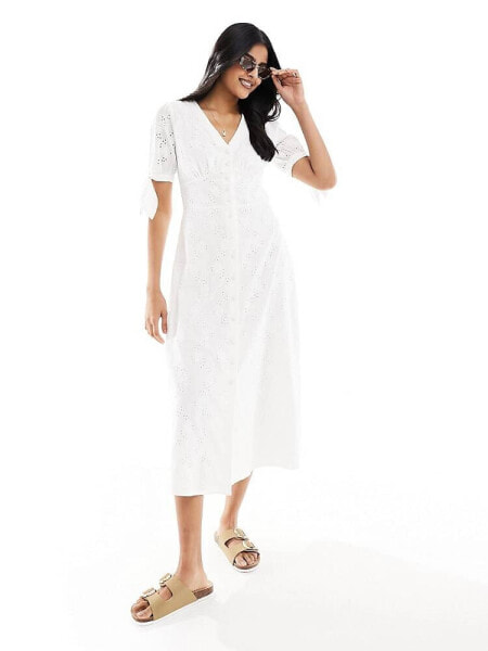 Nobody's Child Alexis broderie midi dress in white