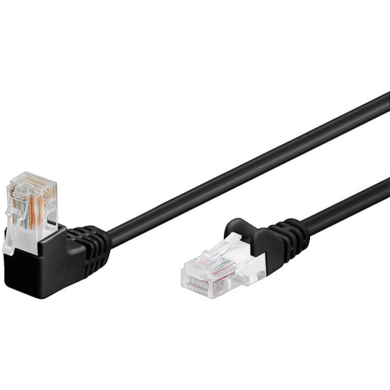 Goobay CAT 5e Patch Cable 1x 90° Angled - U/UTP - 1 m - Black - 1 m - Cat5e - U/UTP (UTP) - RJ-45 - RJ-45