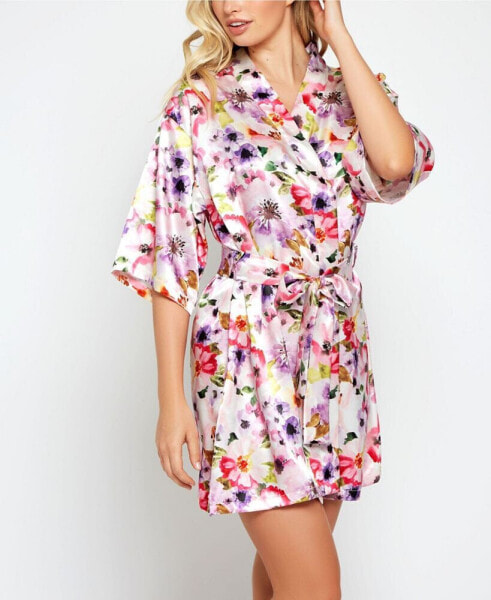 Ella Floral Print Satin Wrap Robe Lingerie, Online Only