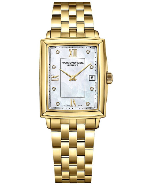 Women's Swiss Toccata Diamond Accent Gold PVD Stainless Steel Bracelet Watch 25x34mm