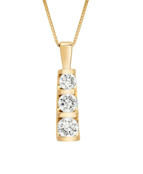 Diamond Three-Stone Linear Pendant Necklace (3/4 ct. t.w.) in 14k White Gold or 14k Yellow Gold