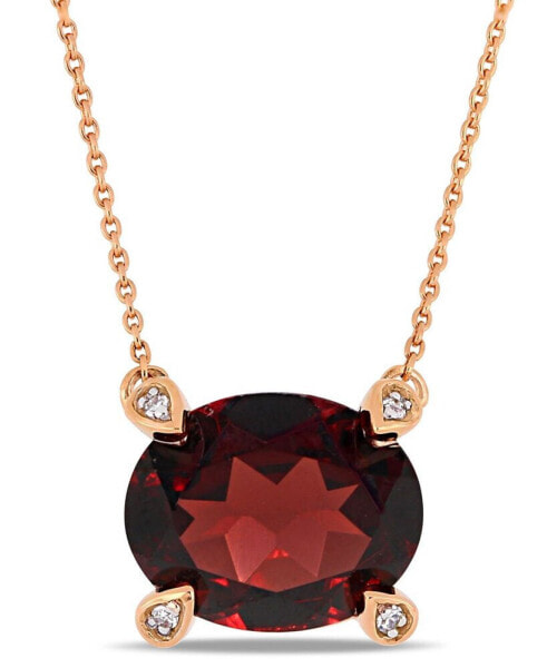 Macy's garnet (3 ct. t.w.) and Diamond Accent 17" Necklace in 10k Rose Gold