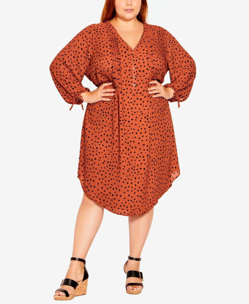 Plus Size Woven Print Shirt Dress