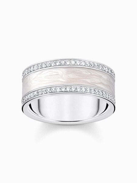 Thomas Sabo TR2446-041-14-56 Silver band ring w. white zirconia and enamel