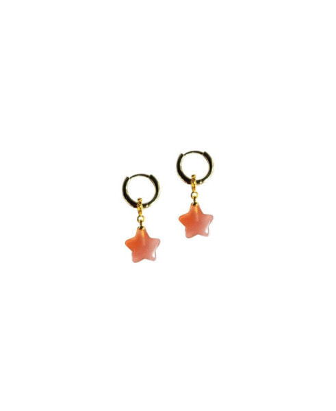 Harvest — Star Pink Jade stone charm earrings