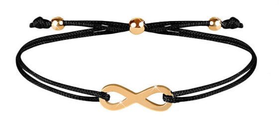 Corded wristband with infinity black / gold