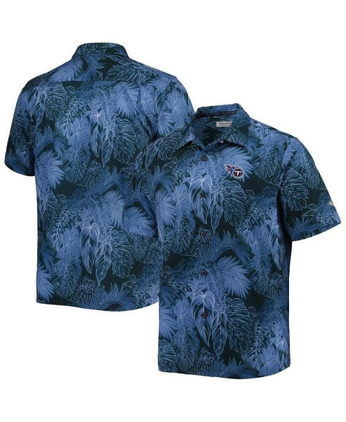 Men's Blue Tennessee Titans Coast Luminescent Fronds Camp IslandZone Button-Up Shirt