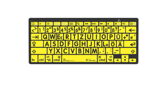 Logickeyboard LKB-LPBY-BTON-DE - Mini - Bluetooth - QWERTZ - Black - Yellow