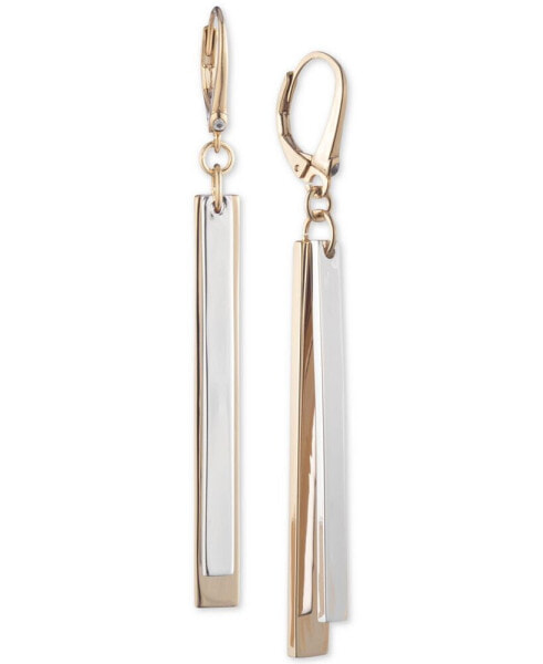 Two-Tone Pavé Stick Linear Drop Earrings