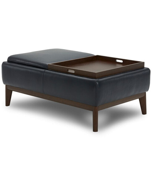 Jollene Leather Ottoman with Wood Trays, Created for Macy's