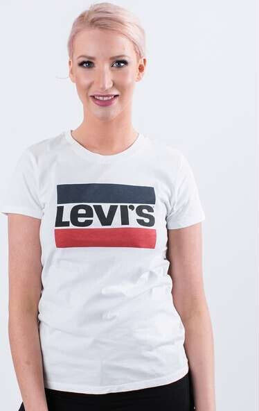 Levi`s THE PERFECT TEE 0297 SPORTSWEAR LOGO WHITE - XS - damskie - biały