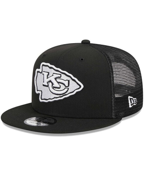 Men's Black Kansas City Chiefs Main Trucker 9FIFTY Snapback Hat