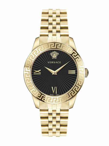 Versace Damen Armbanduhr Greca Signature 38 mm Greca-Signatur auf dem Gehäuse Armband Edelstahl VEVC01121