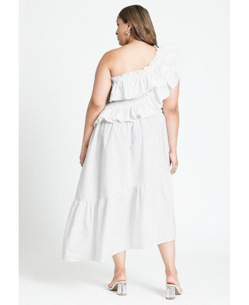 Plus Size One Shoulder Dramatic Ruffle Dress