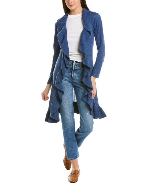 Hannah Rose Long Ruffle Wool & Cashmere-Blend Cardigan Women's Blue S